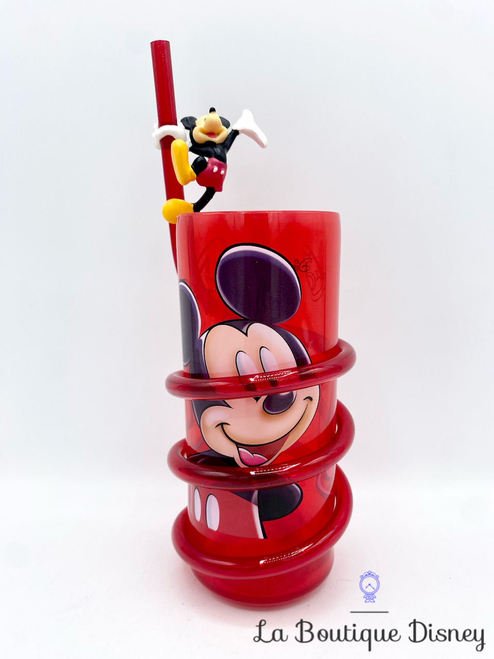 Verre Paille Mickey Mouse Portrait Disneyland Paris Disney plastique rouge