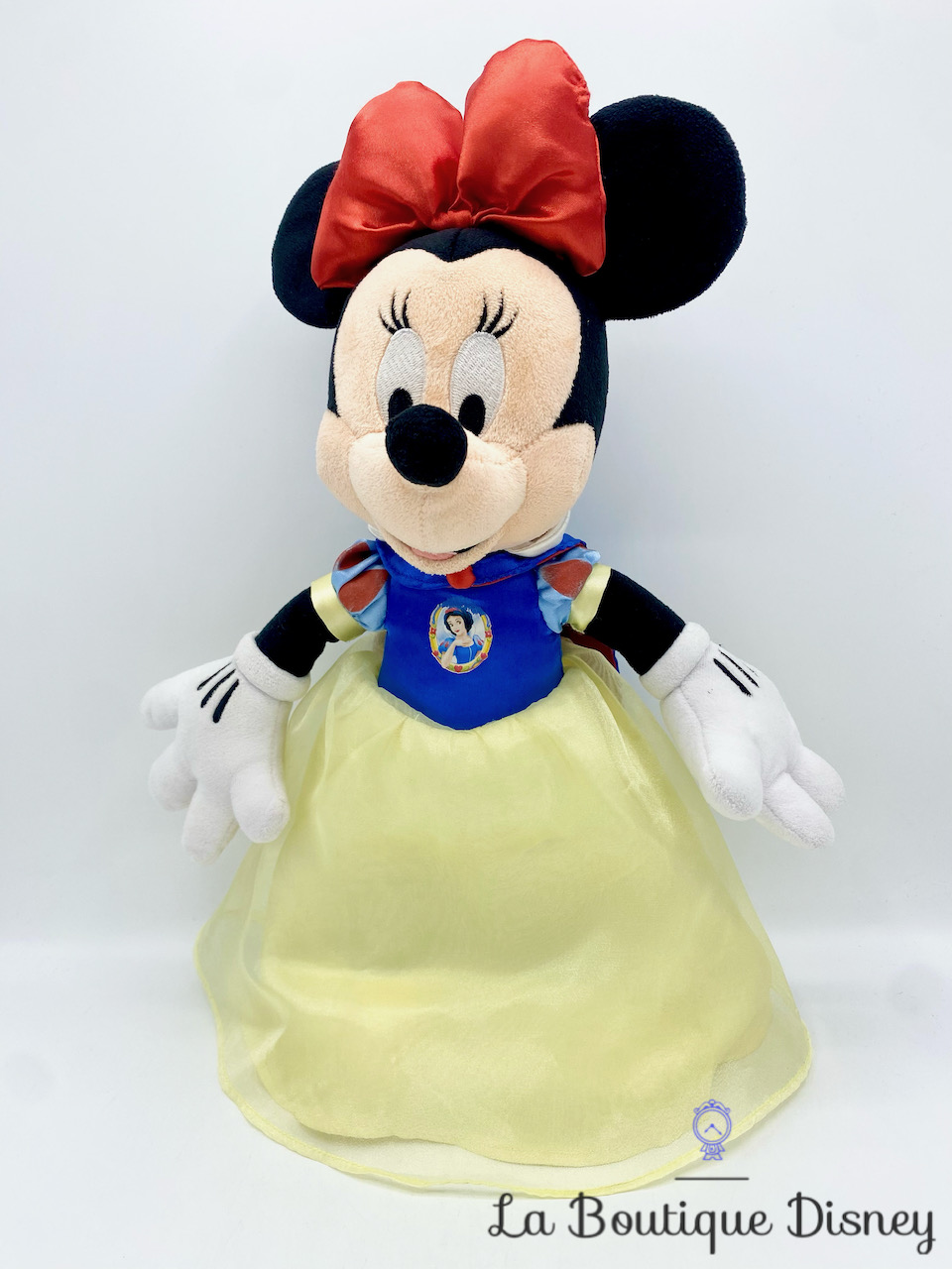 Peluche Minnie princesse Blanche Neige Disneyland Paris Disney robe jaune  bleu 42 cm