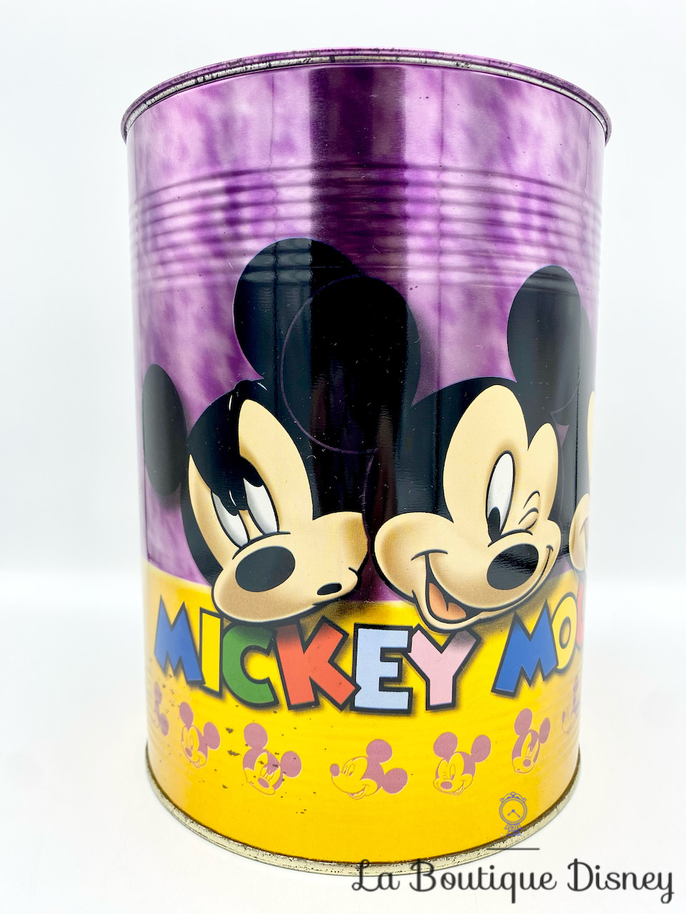 Tirelire métal Mickey Mouse Disney violet conserve 22 cm