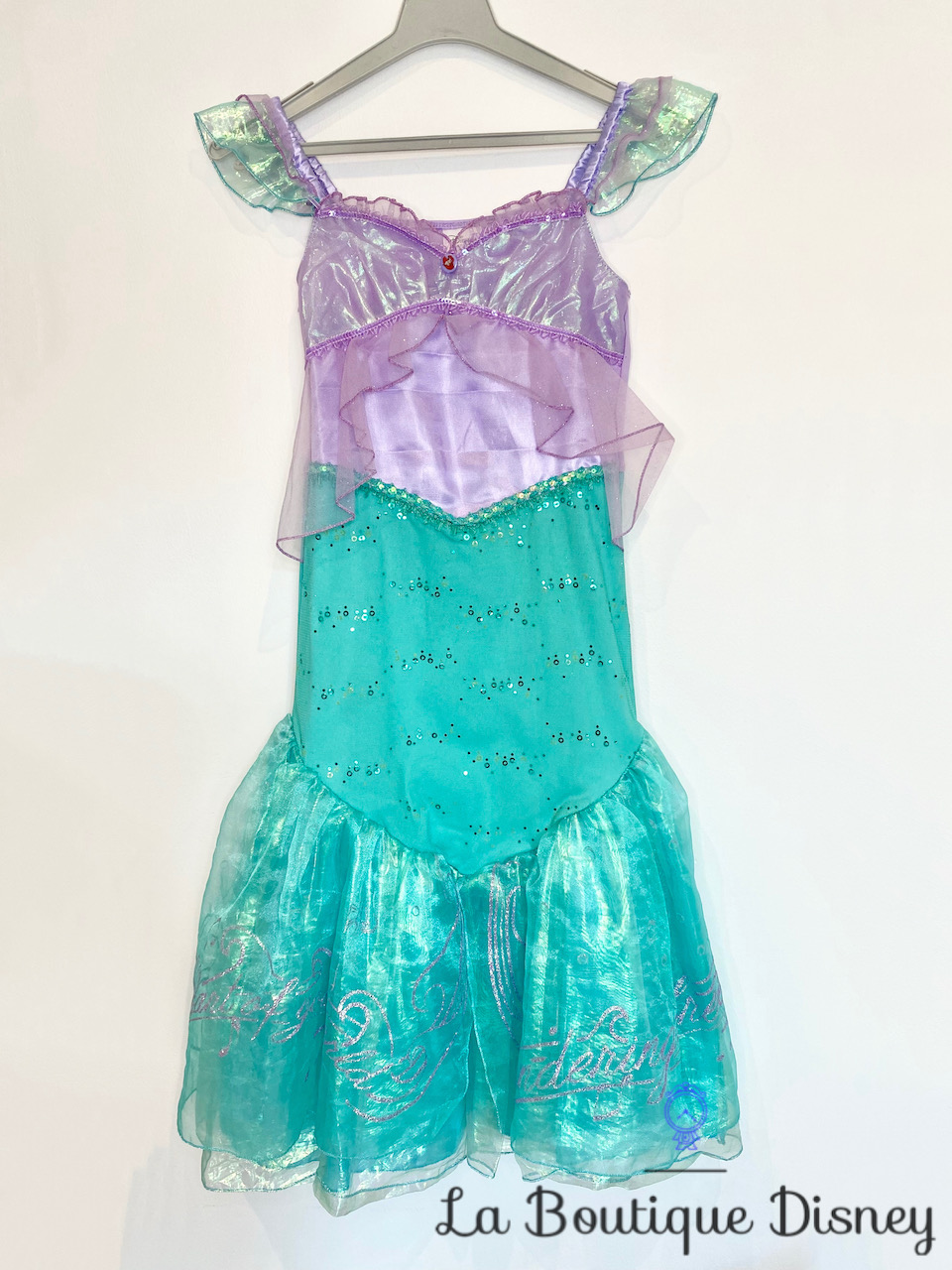 Déguisement Ariel La petite sirène Disney Store taille 7-8 ans robe princesse violet vert