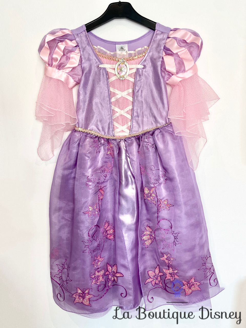 déguisement-raiponce-disney-store-taille-5-6-ans-robe-princesse-violet-paillettes-voile-rose-3