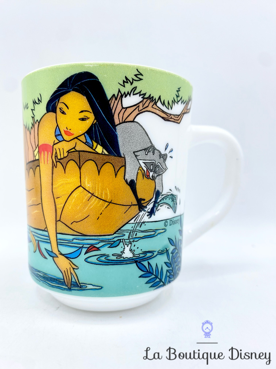 Tasse Pocahontas Arcopal Disney mug vintage Meeko indien pirogue rivière vent