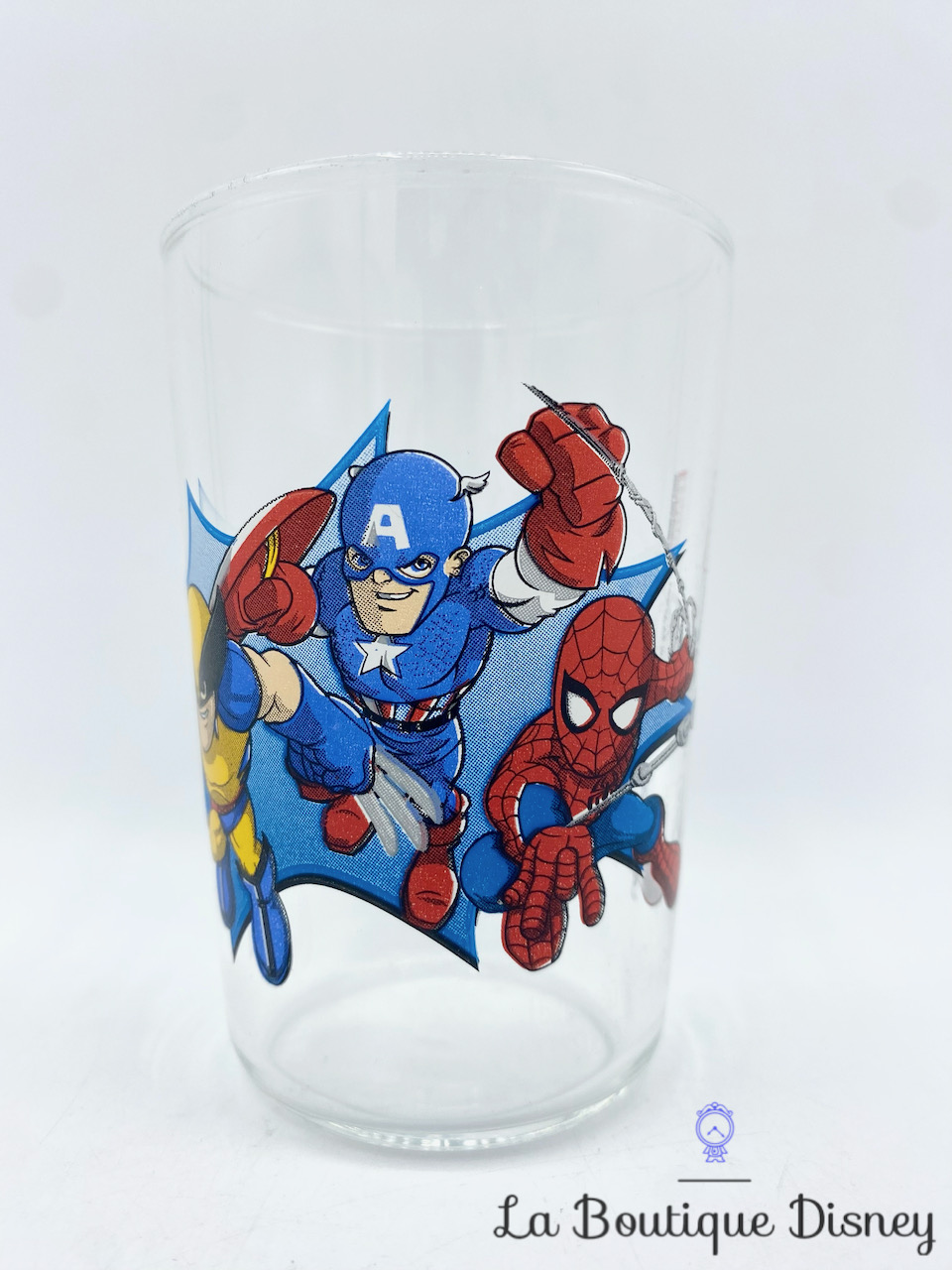 Verre Amora Super Hero Squad Marvel Spider Man Wolverine Captain America moutarde