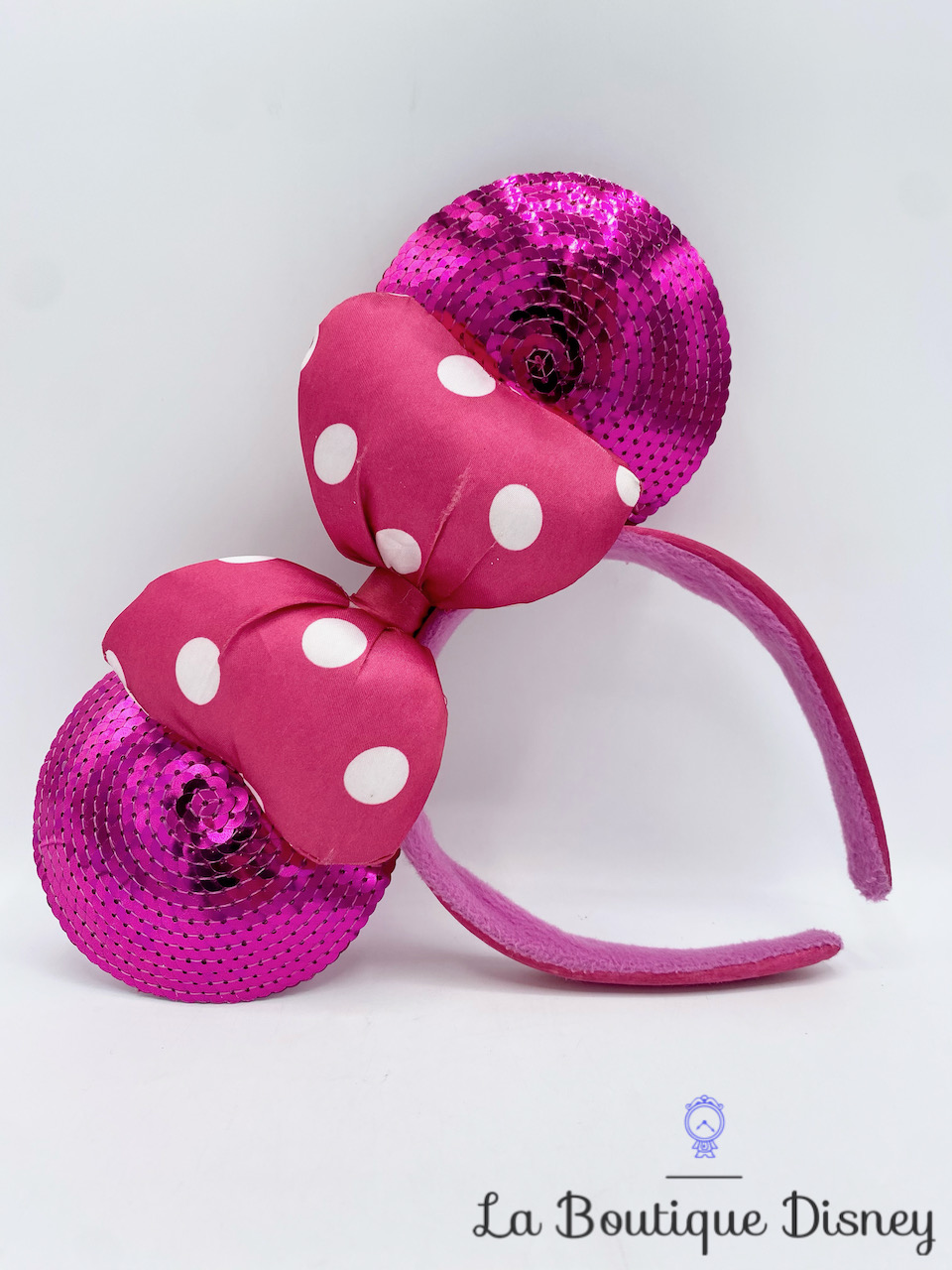 Serre tête Oreilles Minnie Mouse Sequins Roses Disneyland Paris ears noeud pois