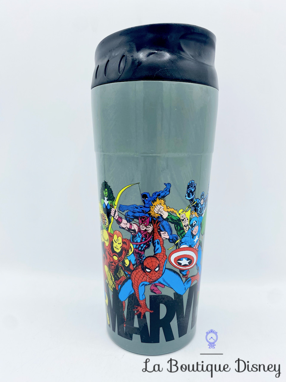Thermos Super Héros Comics Marvel Disney Store mug voyage gris