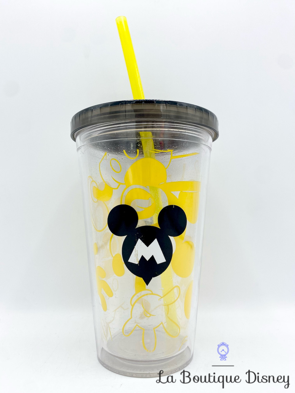Gobelet Paille Mickey Mouse Disney Stor verre plastique noir jaune