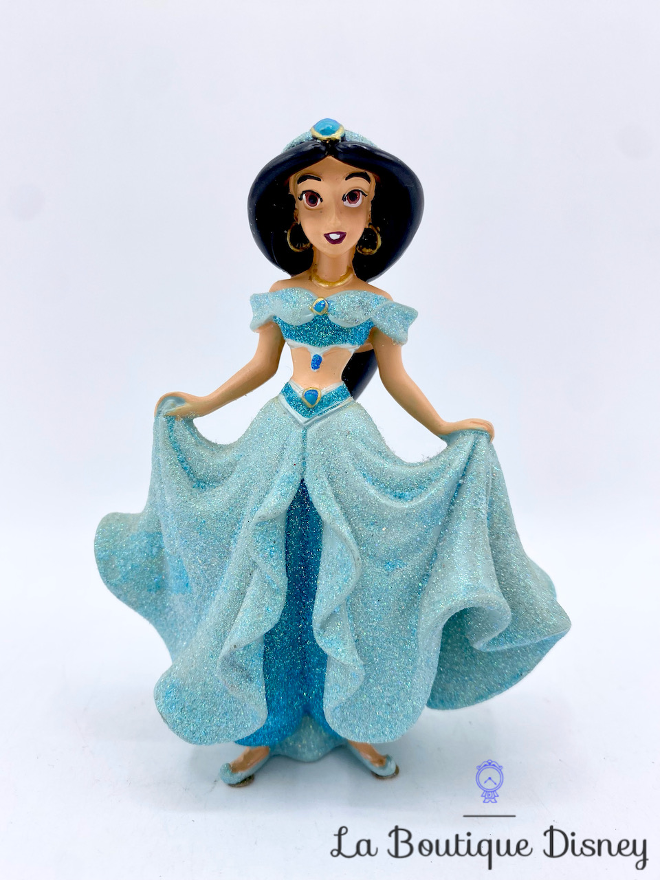 Figurine résine Jasmine Disneyland Paris Disney Aladdin princesse paillettes bleu 12 cm