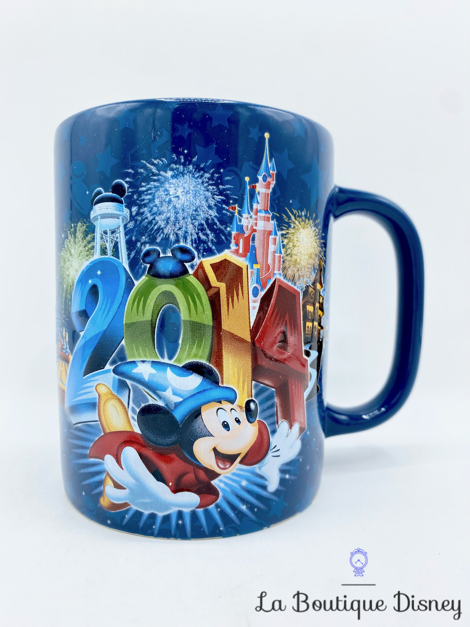 Tasse Mickey Mouse 2014 Disneyland Paris mug Disney bleu château feu d\'artifice
