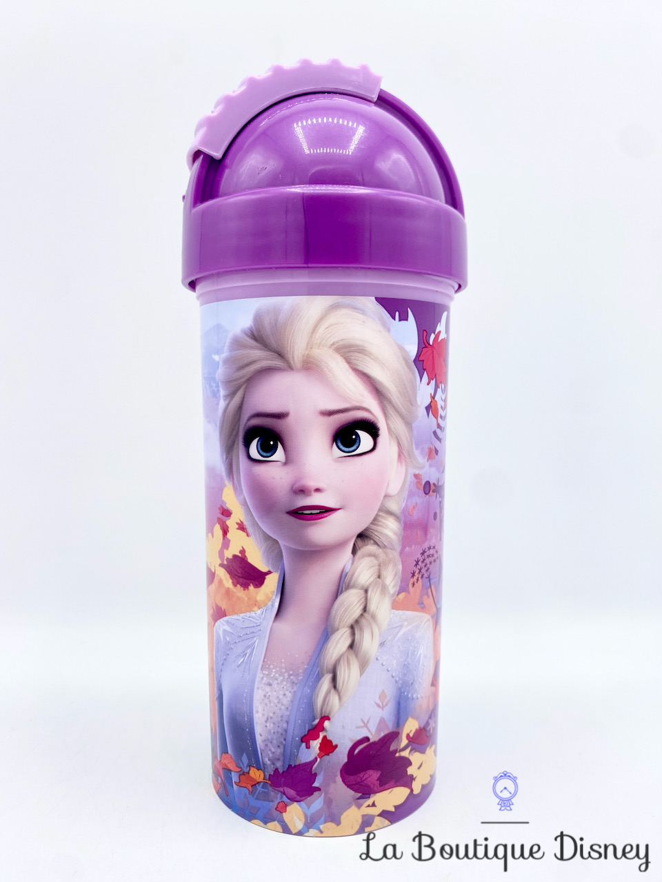 Gourde Anna Elsa La reine des neiges 2 Disney Stor gobelet paille plastique violet