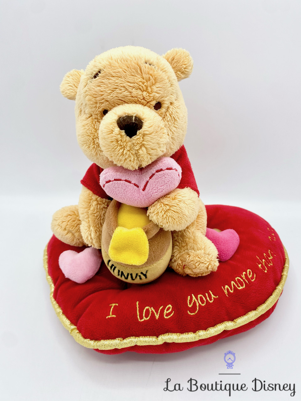 Peluche Winnie Ourson Coeur rouge Disney Store I love you more than hunny 24 cm