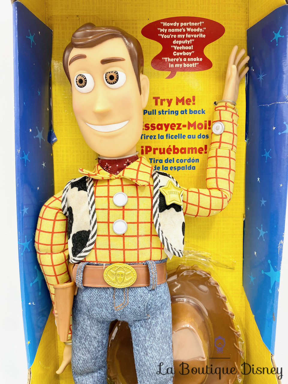 Poupée Woody parlant à ficelle Disneyland 2000 Disney Thinking Toy Story 2  vintage figurine articulée Talking Woody