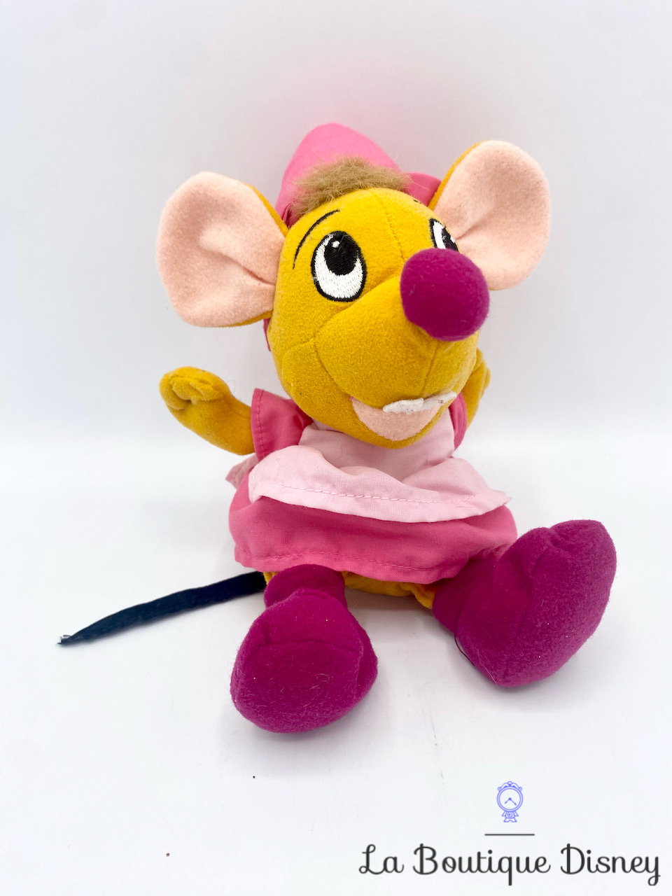 Peluche Suzy souris Cendrillon Disney Store bonnet rose 21 cm