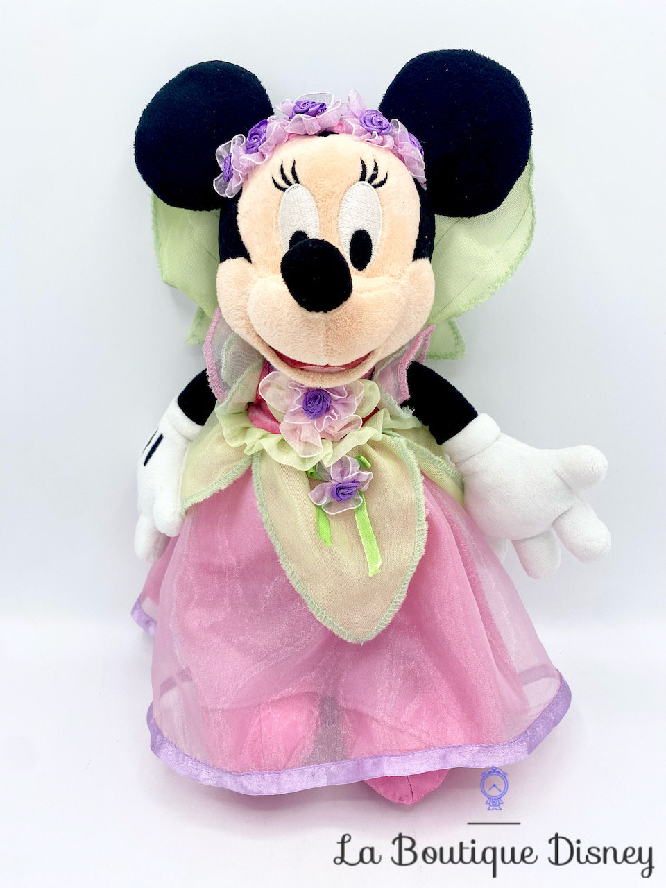 Peluche Minnie Mouse Fée Princesse Disneyland Paris Disney rose verte 36 cm