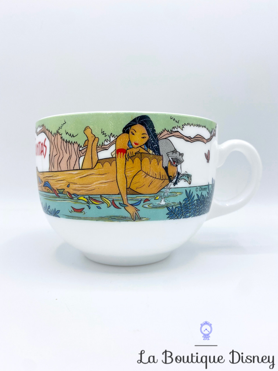 Bol Pocahontas Disney vintage tasse mug John Smith Kocoum Meeko indien pirogue rivière vent