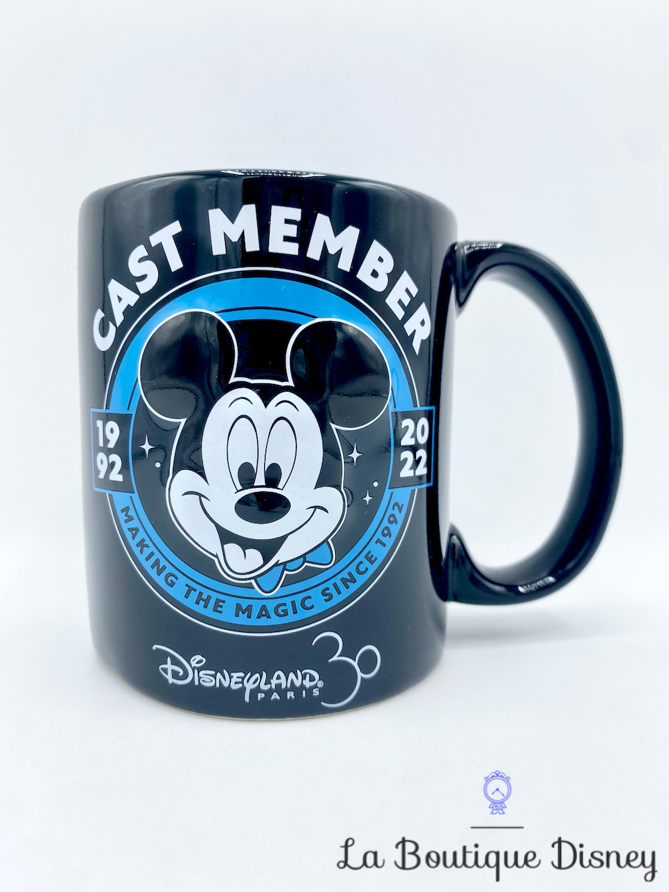 Tasse Cast Member Mickey 30 ème anniversaire Disneyland Paris mug 30 ans Disney noir bleu Making the magic