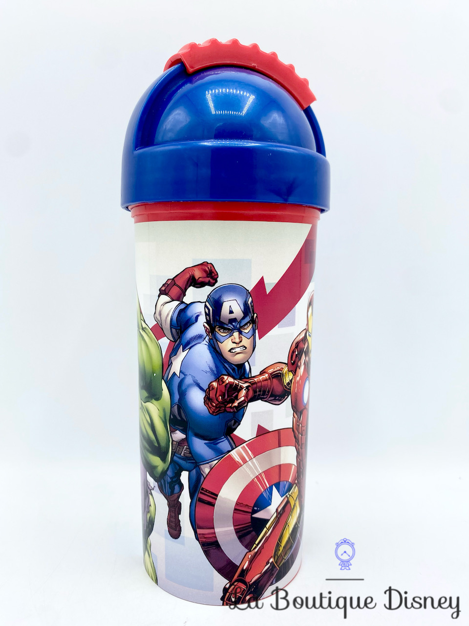 Gourde Avengers Marvel Stor verre plastique gobelet paille Iron Man Hulk Captain America
