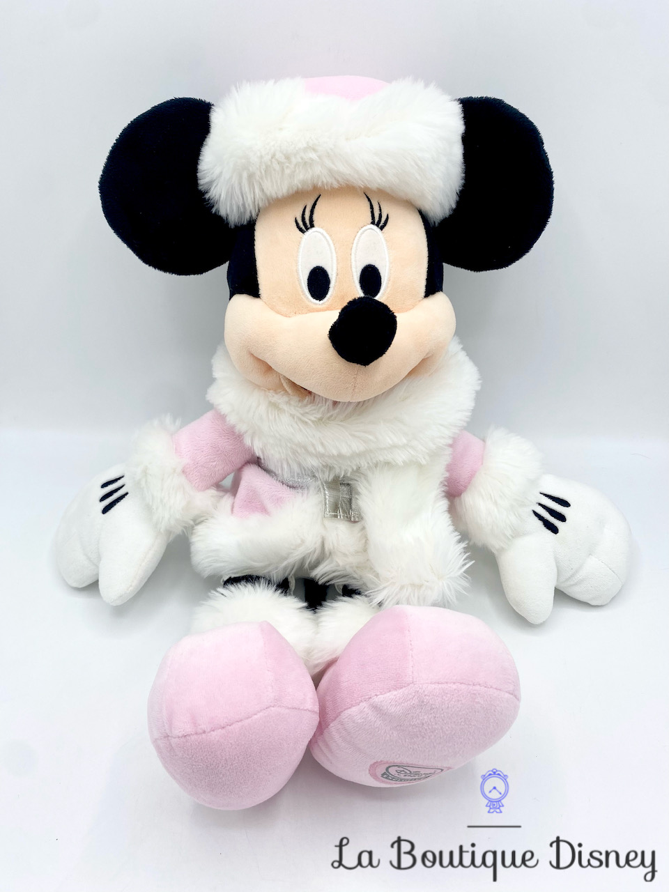 Peluche Minnie Mouse Hiver Disney Store Exclusive manteau chapka blanc rose 46 cm