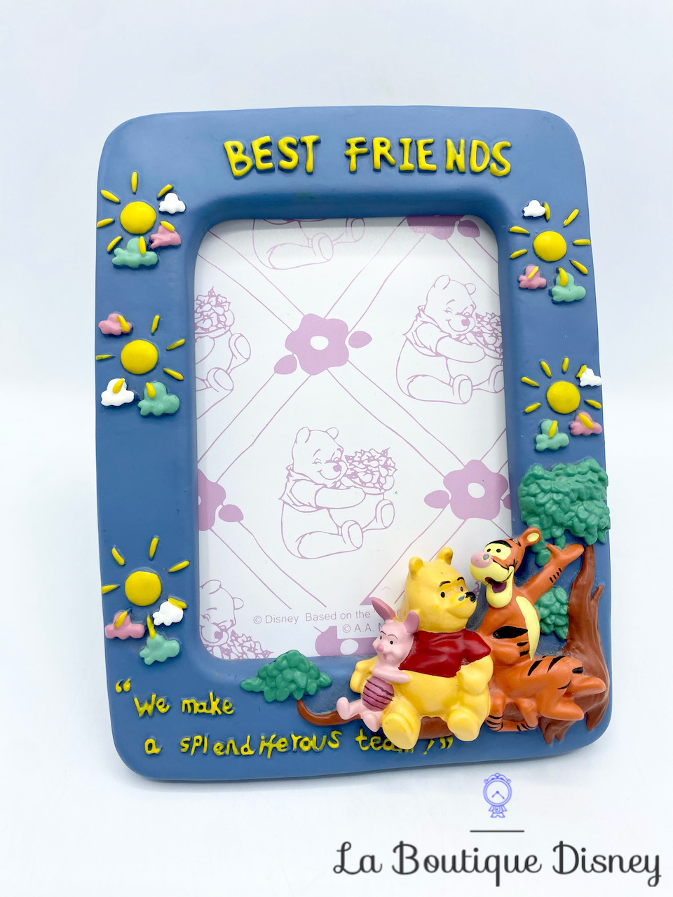 Cadre photo Winnie l\'ourson Tigrou Porcinet Disney résine Best friends bleu