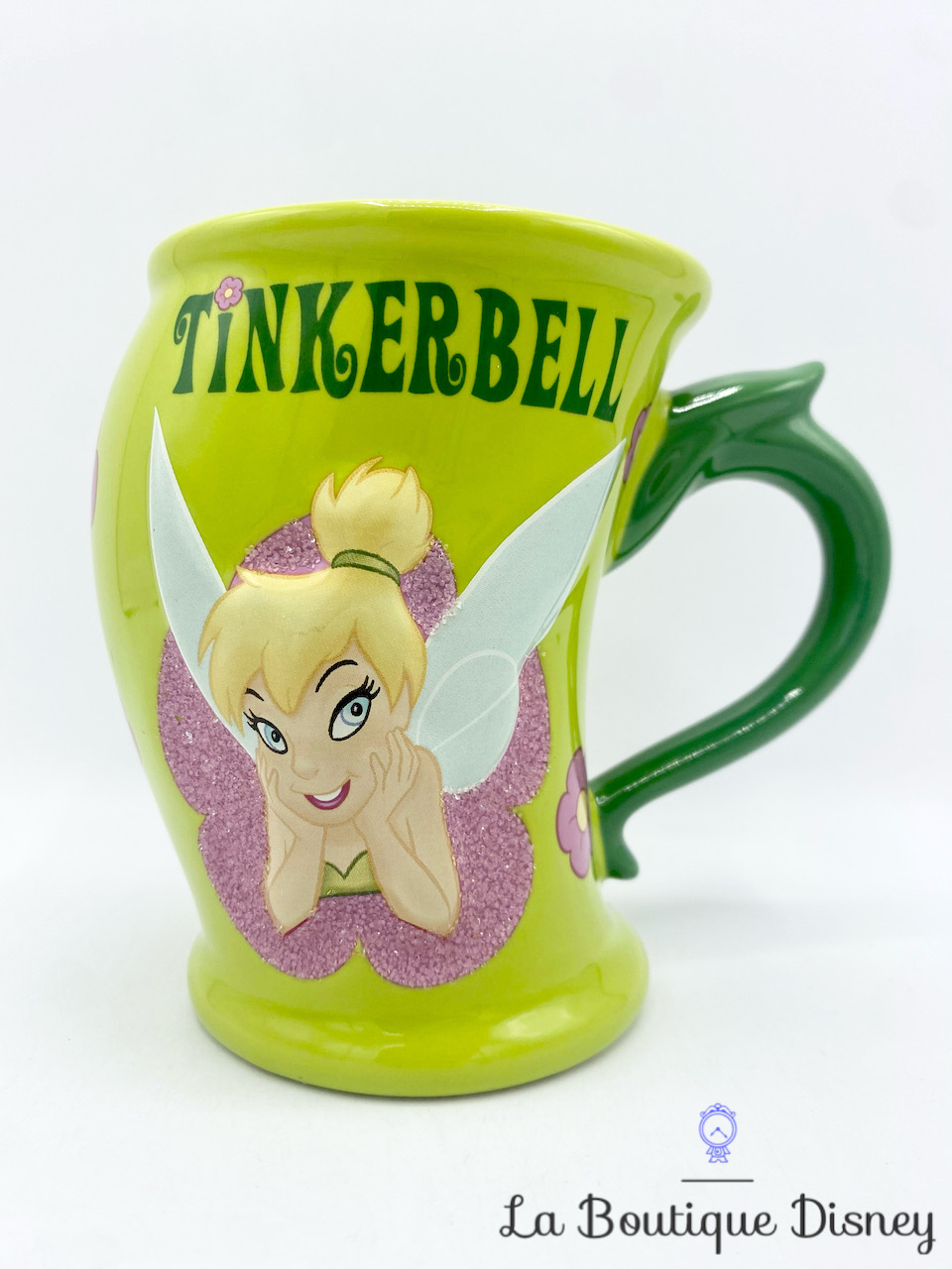 Tasse Fée Clochette TinkerBell Disneyland Paris mug Disney Peter Pan vert fleurs roses