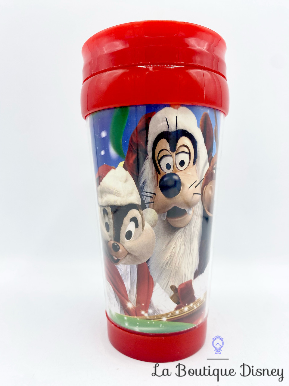 Thermos Dingo Tic et Tac Noël Disneyland Paris mug voyage Disney plastique rouge