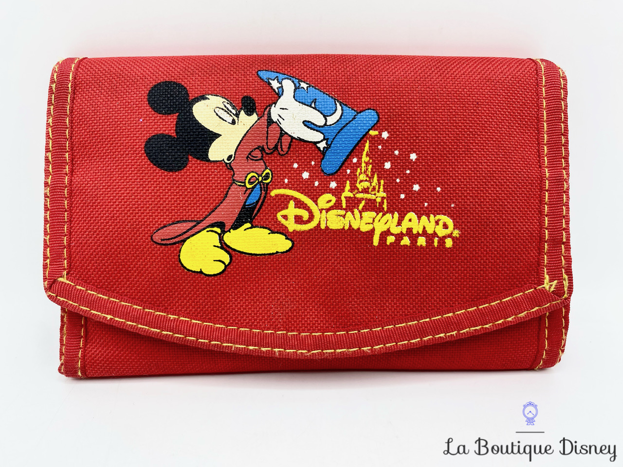 Porte monnaie Mickey Fantasia Disneyland Paris Disney portefeuille rouge  vintage
