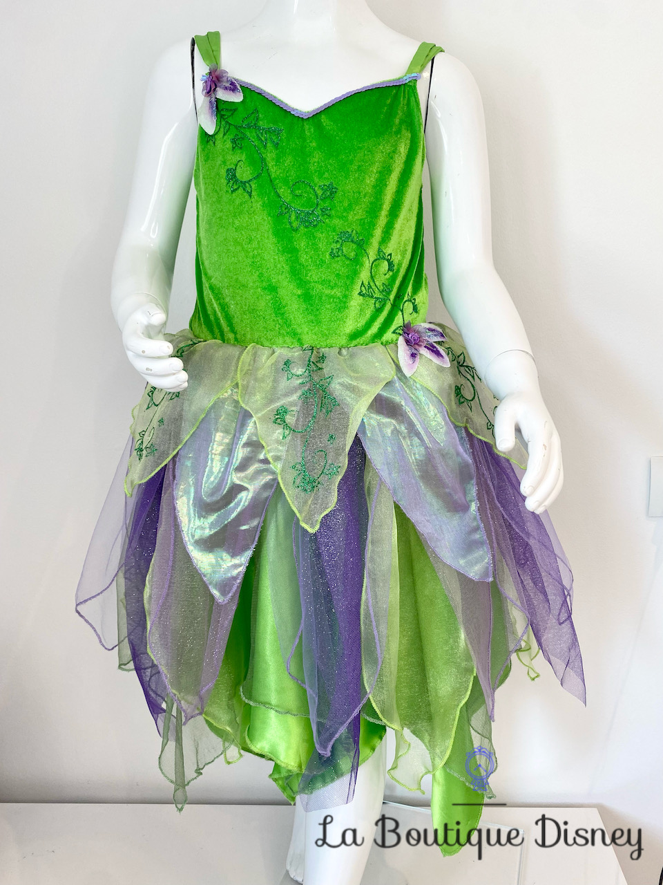 Déguisement Fée Clochette Disneyland Paris robe Disney taille 10 ans vert  et violet