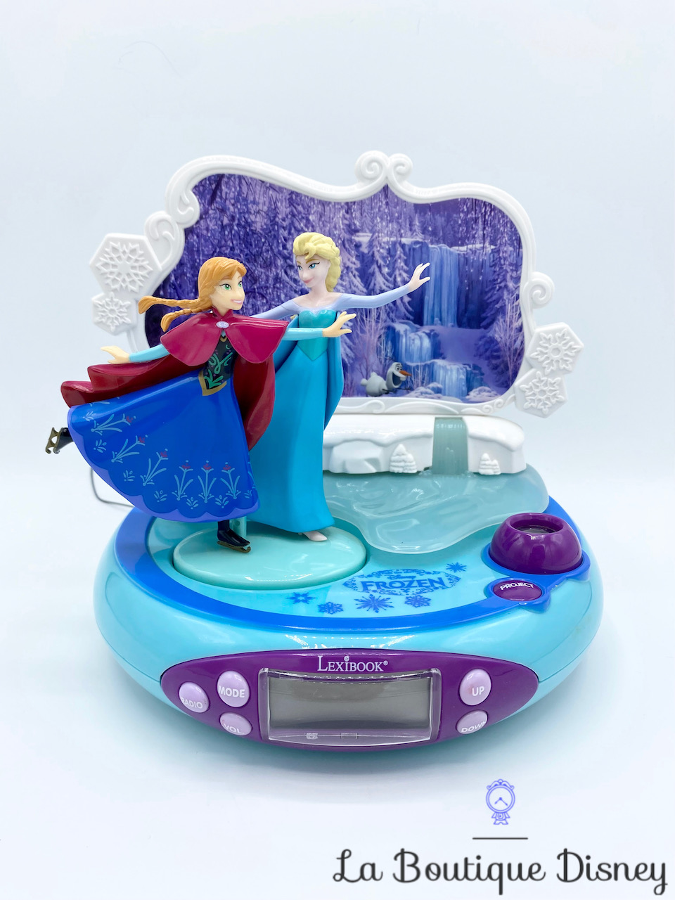Radio Réveil La reine des Neiges Lexibook Disney Anna Elsa Projecteur horloge bleu violet