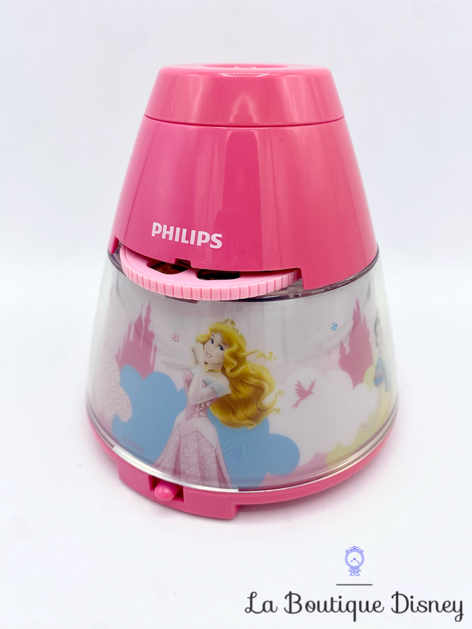Veilleuse projecteur Princesses Disney Philips rose lumière Belle Cendrillon Raiponce Aurore Blanche Neige