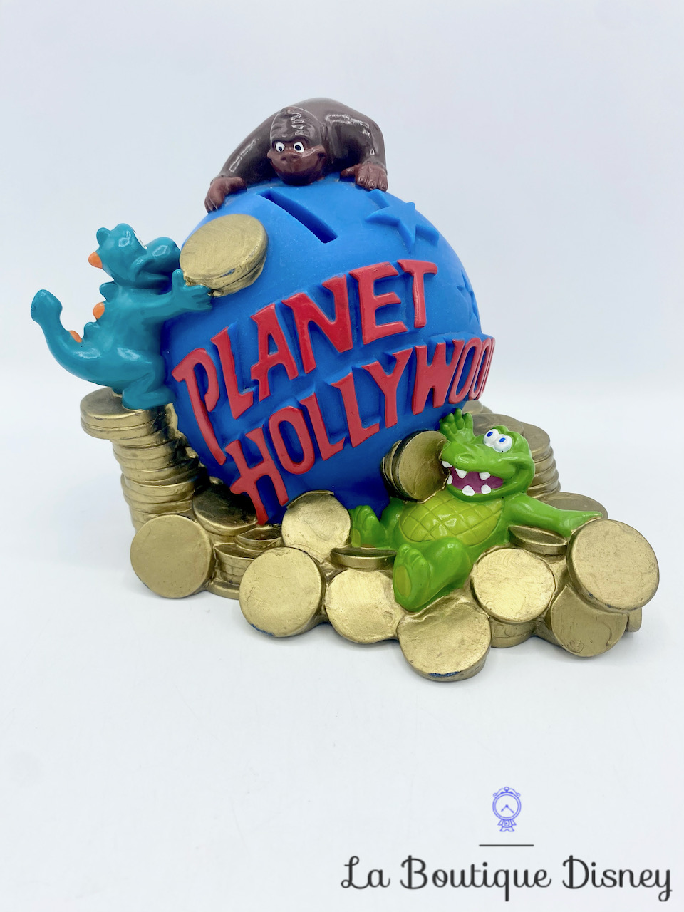 Tirelire Planet Hollywood Disney Village Disneyland Paris plastique pièces crocodile singe 14 cm