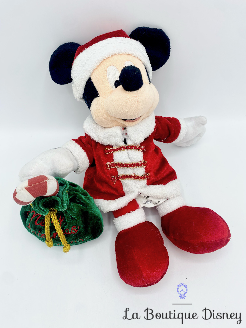 Peluche Mickey Mouse Père Noël Disneyland Paris Disney Merry Christmas  hotte 25 cm