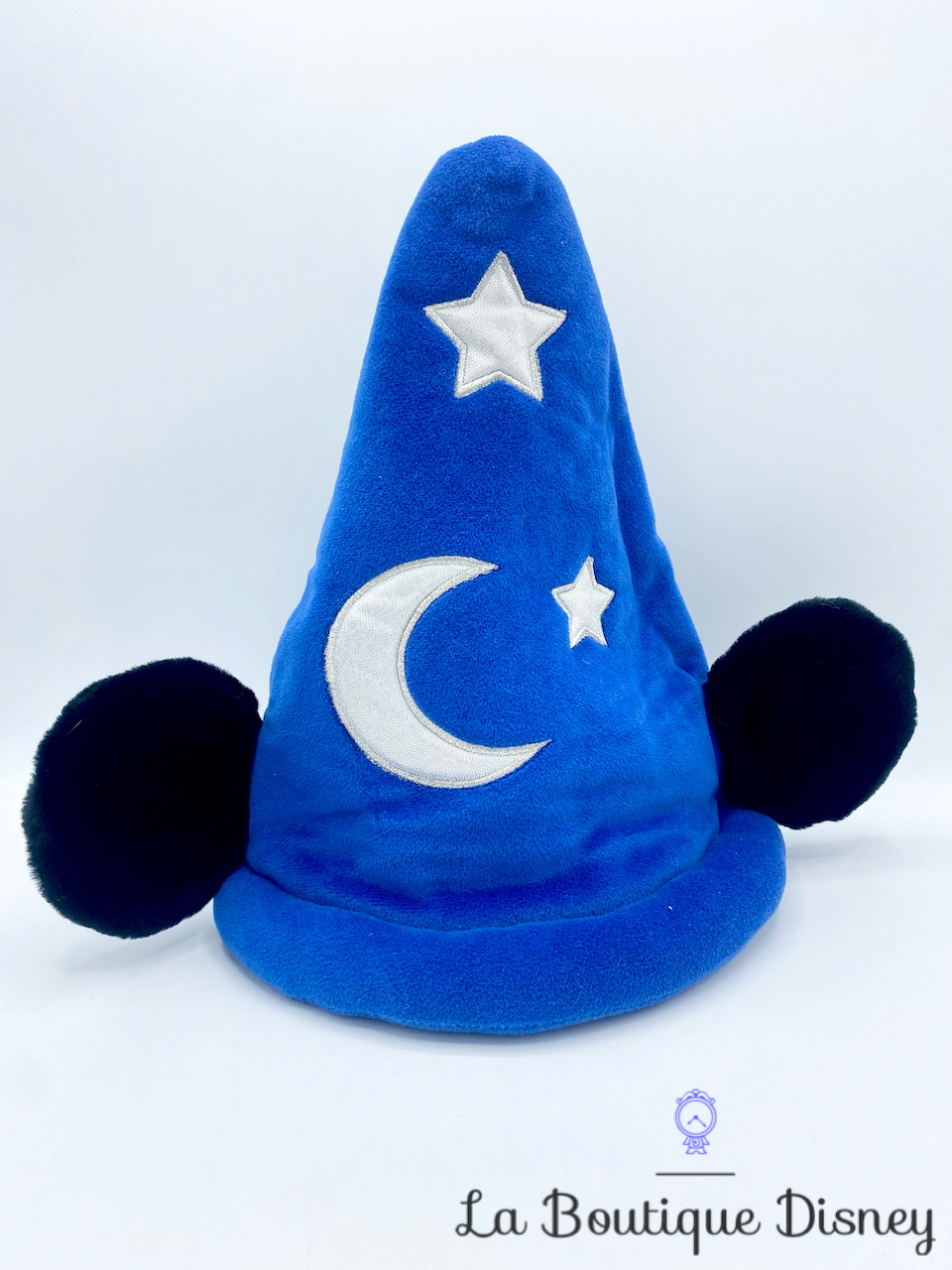 Chapeau de sorcier en peluche, noir/étoiles bleues, taille unique