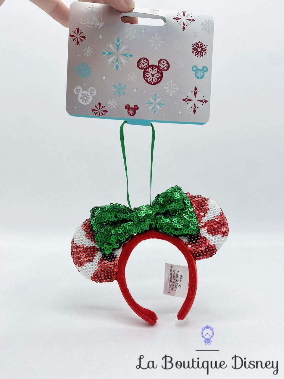 Ornement Noël Serre tête Oreilles Minnie Mouse Disney Store Ears sequins boule suspension