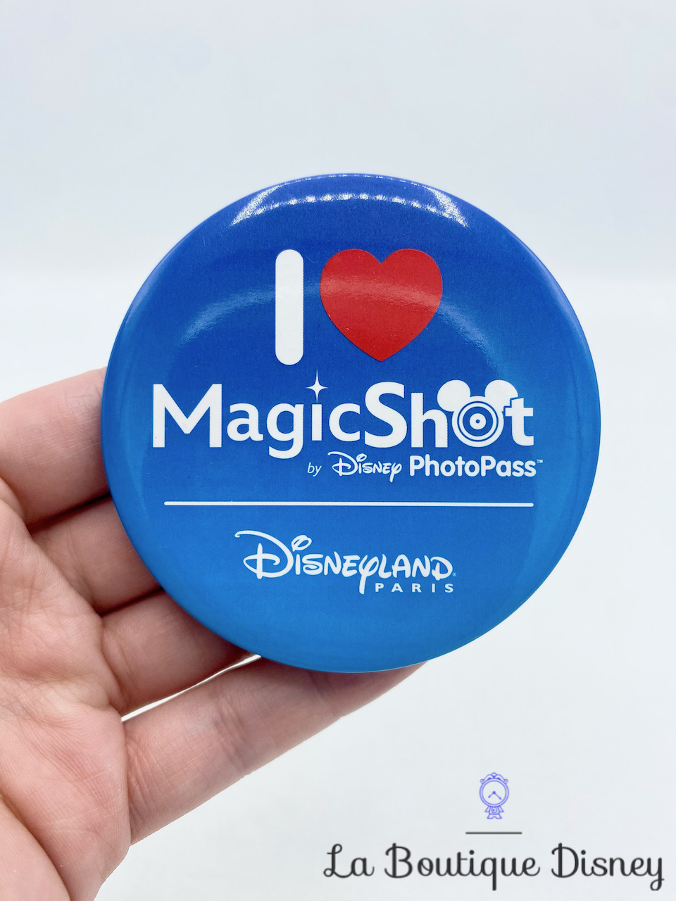 Badge I Love MagicShot by Disney PhotoPass Disneyland Paris bleu