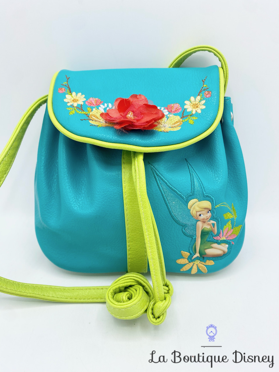 Sac à main Fée Clochette Disney Store Peter Pan bandoulière bleu vert fleur
