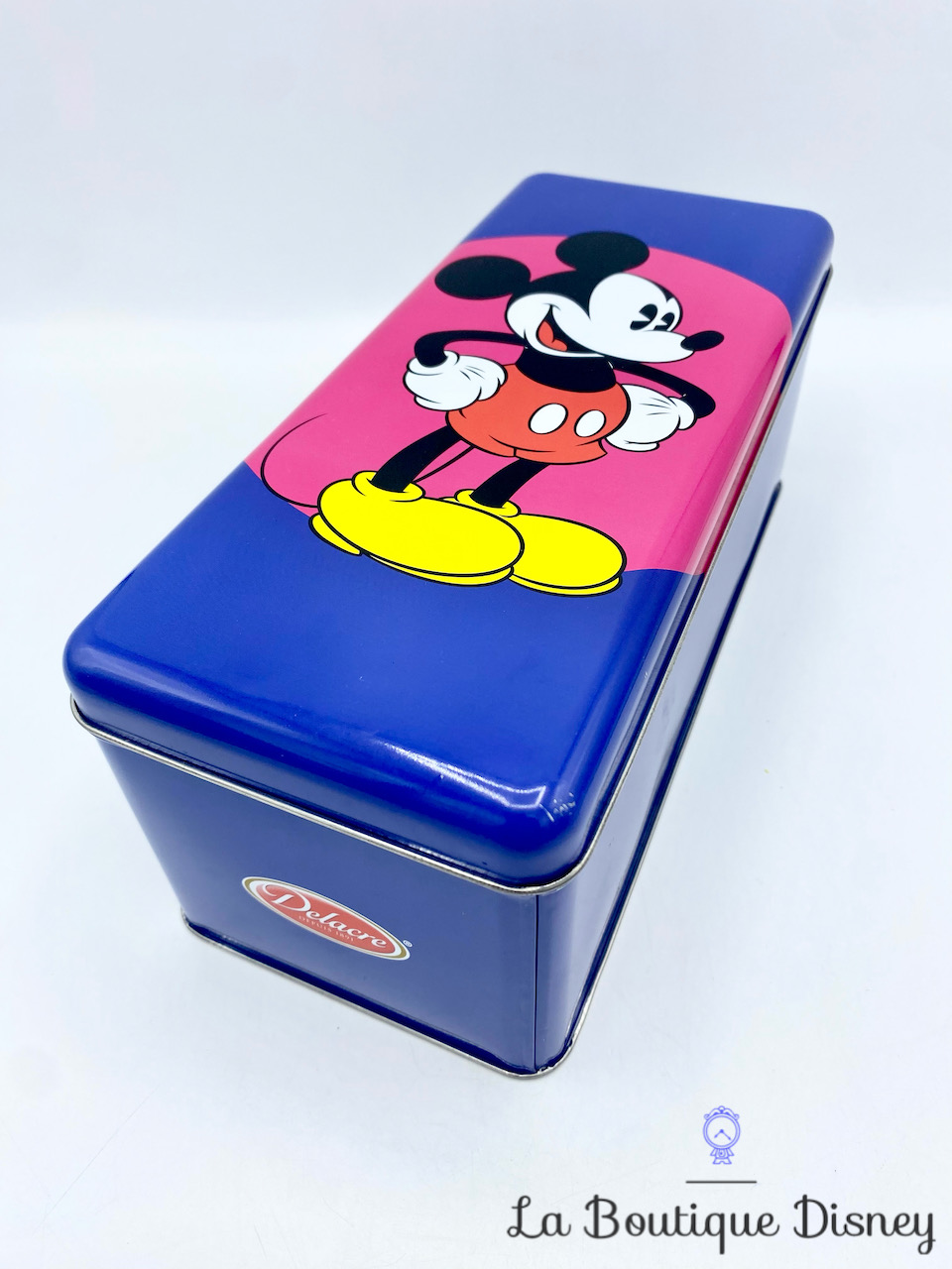Boite métal Mickey Mouse Disney Delacre rectangulaire biscuits gâteaux bleu