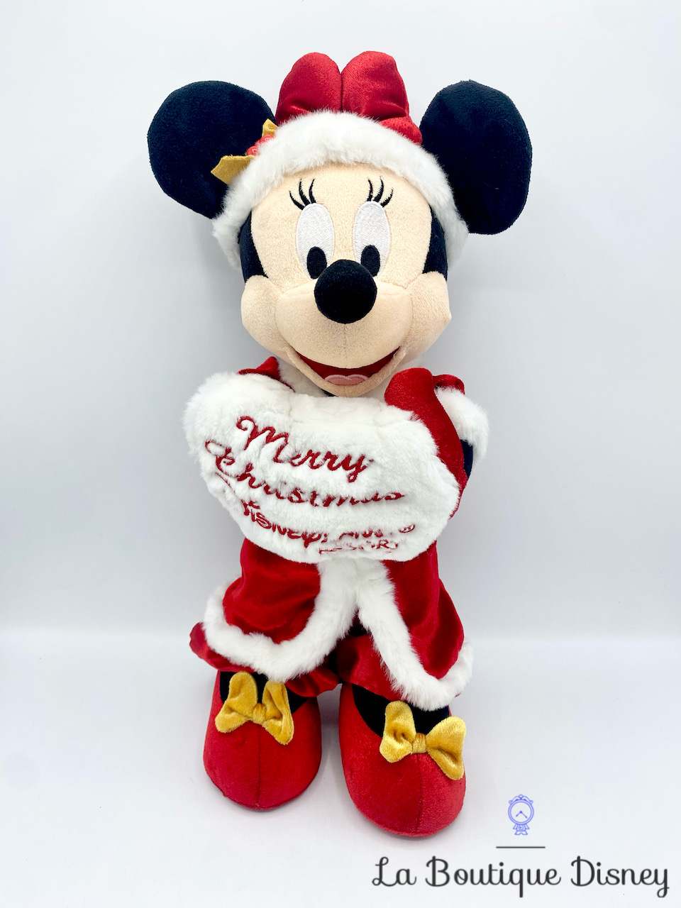 Peluche Minnie Mouse Merry Christmas Disneyland Paris Disney Noël rouge 44 cm