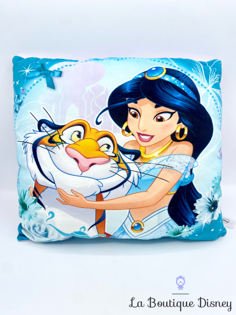 Coussin Jasmine Rajah Disney Fun House Aladdin princesse tigre oreiller bleu