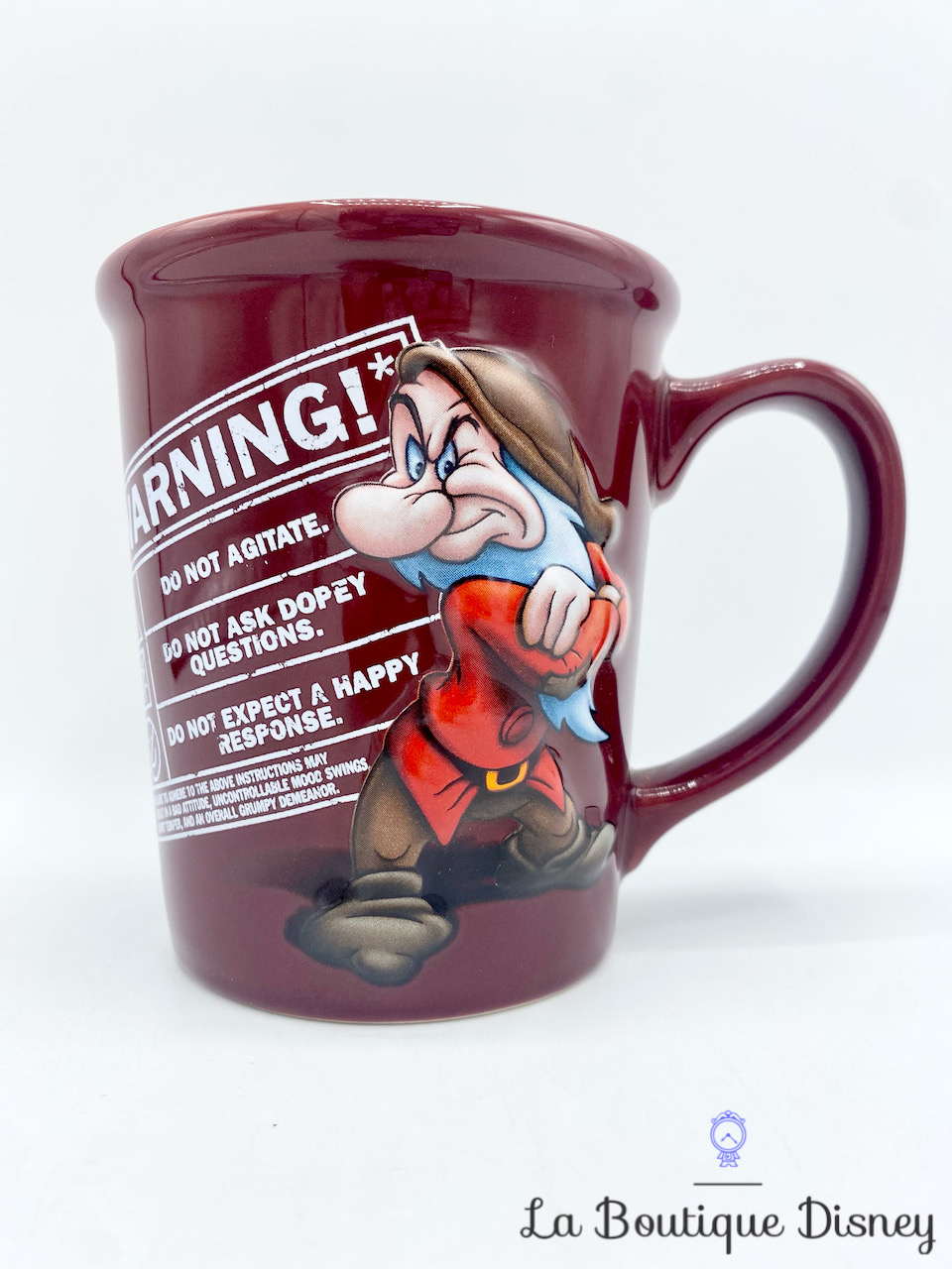 Tasse Grincheux Warning Disney mug Blanche Neige et les sept nains bordeau relief 3D
