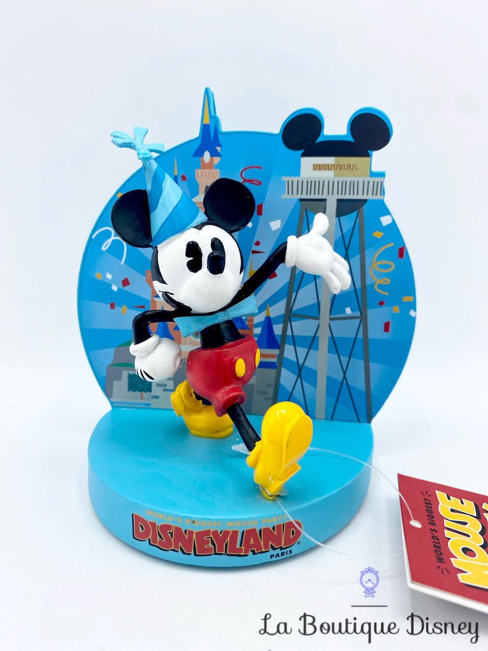 Figurine résine Mickey Mouse Party Disneyland Paris 2018 Disney 90ème anniversaire bleu 11 cm