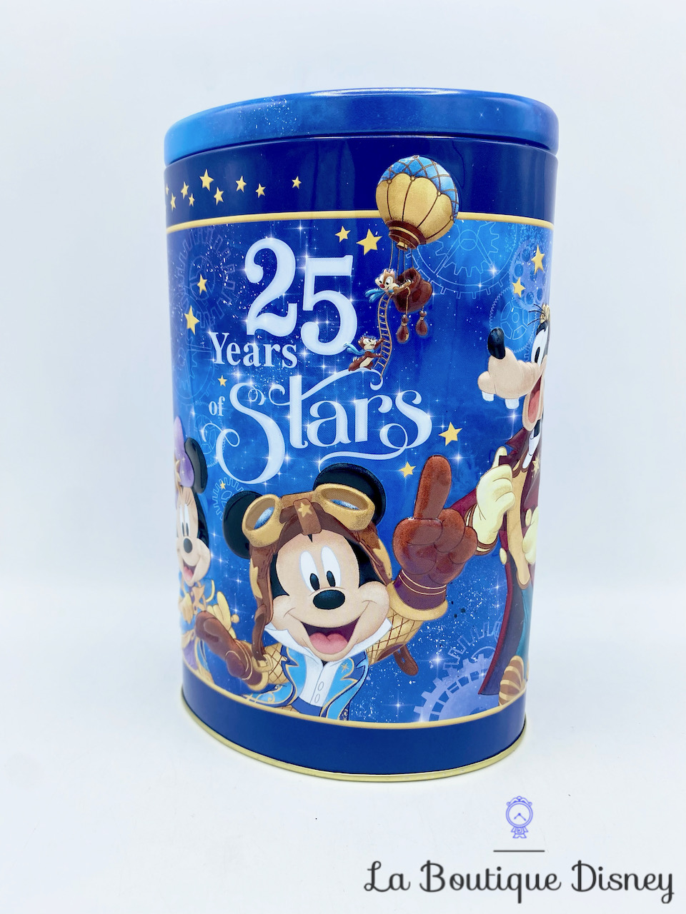 Boite métal 25 Years of Stars Disneyland Paris 25 ème anniversaire Disney Mickey et ses amis bleu