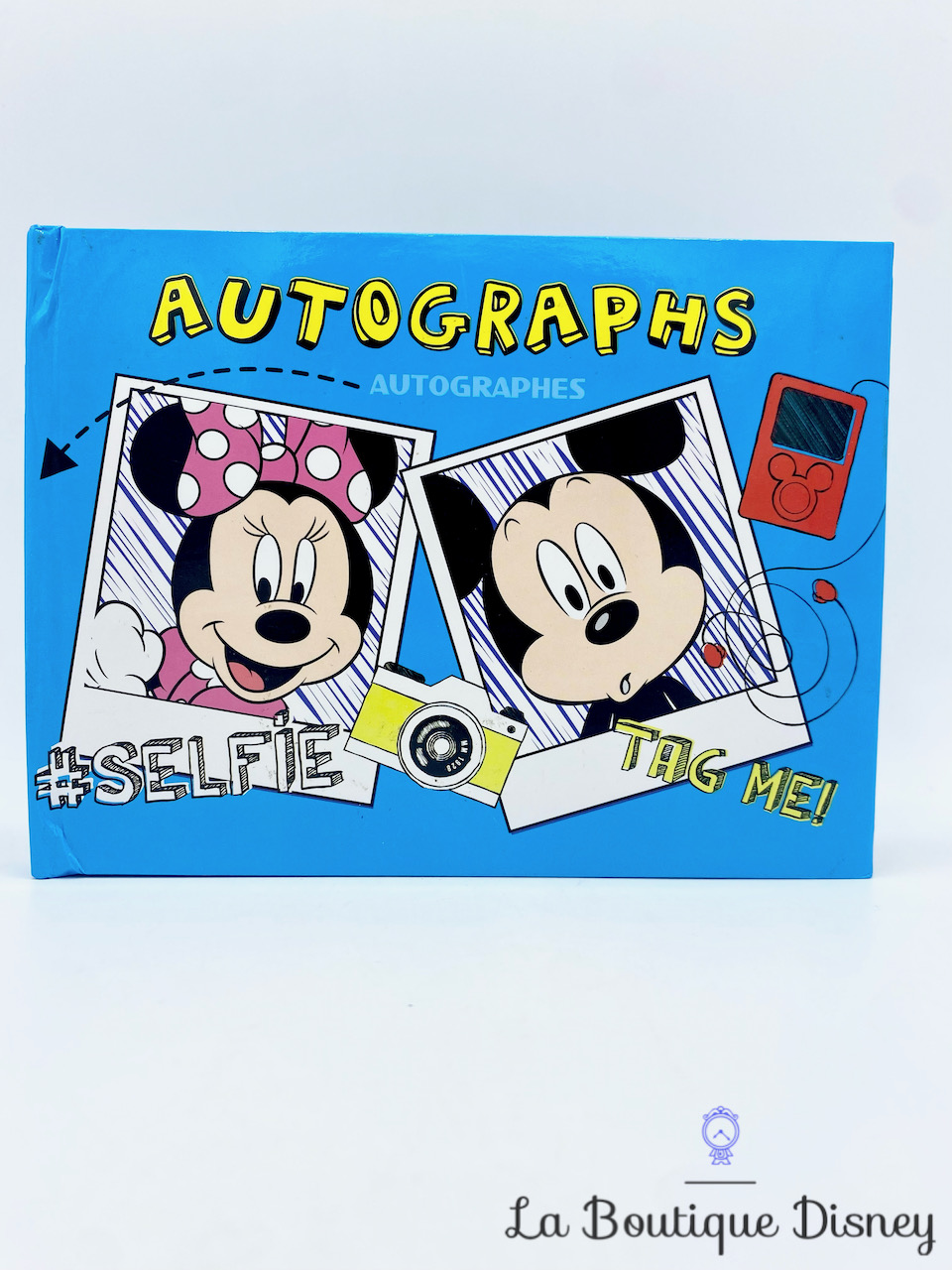 Carnet Autographes Photos Mickey Minnie Mouse Selfie Disney Store note cahier bleu