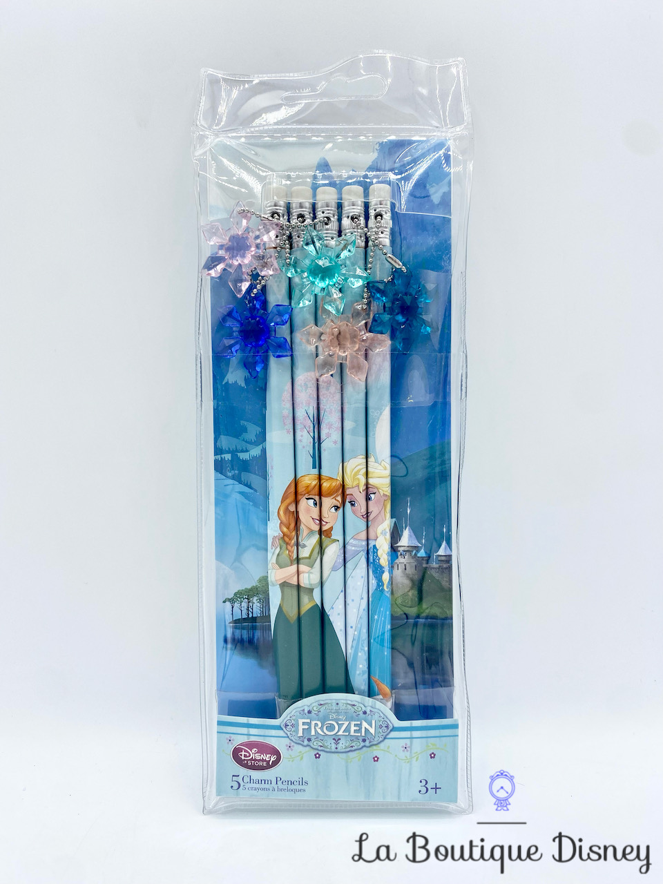 Coffret 5 Crayons à papier Anna et Elsa La reine des neiges Disney Store princesse breloques