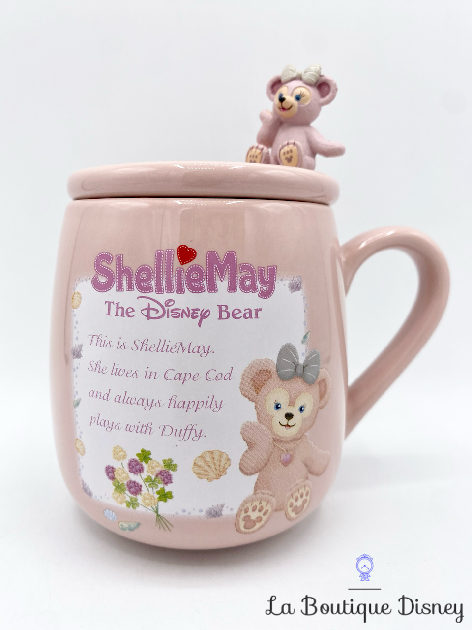 Tasse ShellieMay The Disney Bear Hong Kong Disneyland 2018 mug ours rose cuillère couvercle