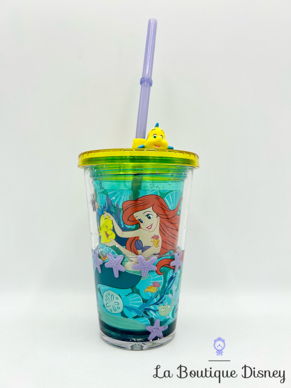 Gobelet paille Ariel La petite sirène Disney Parks 2018 verre plastique Polochon eau
