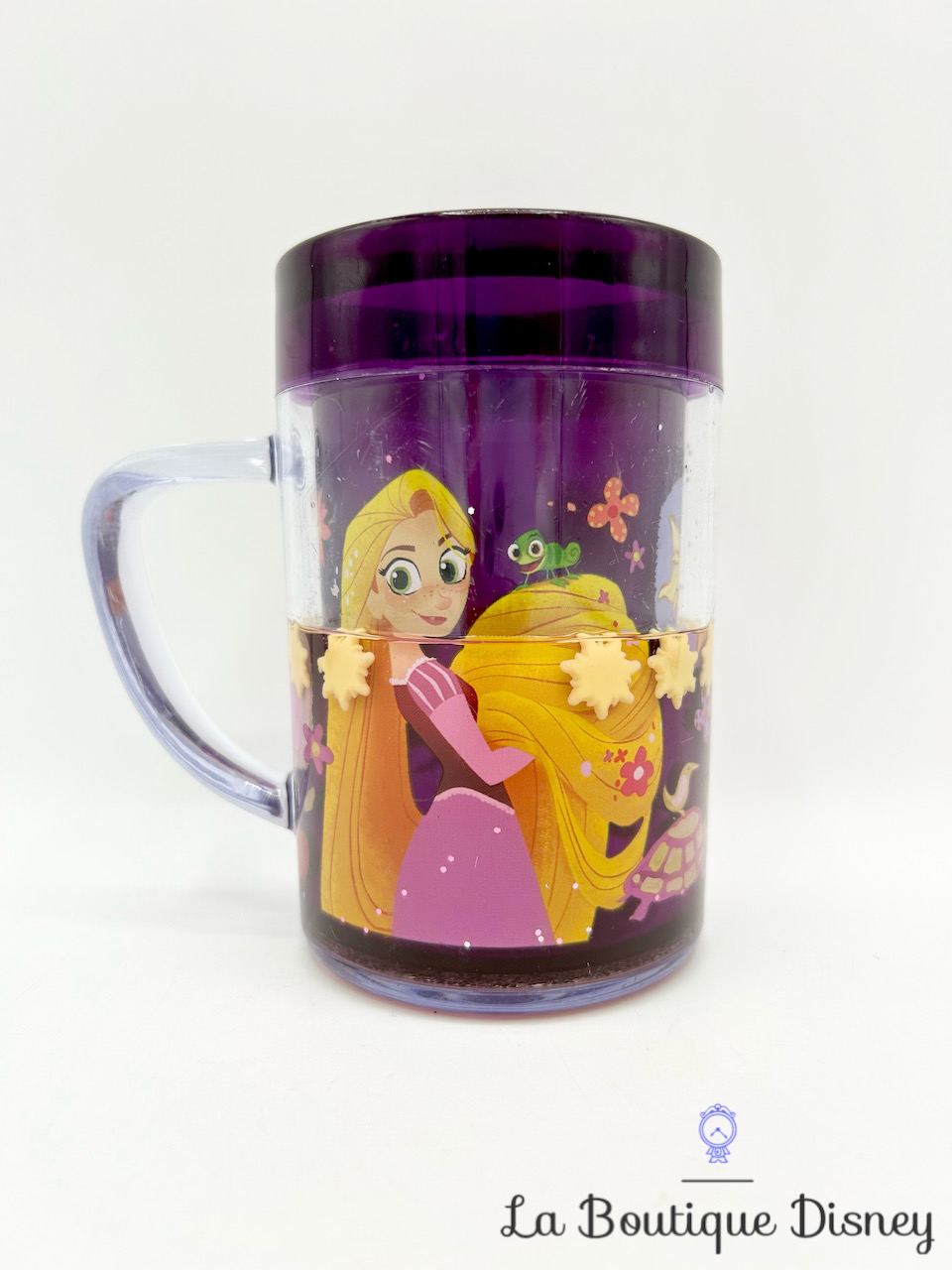 Tasse plastique Raiponce Pascal Disney Store 2017 mug violet eau Tangled Série