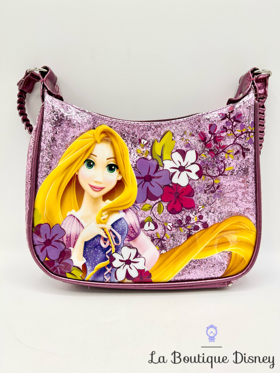 Sac à main Raiponce Disney Store bandoulière déguisement Rapunzel violet paillettes