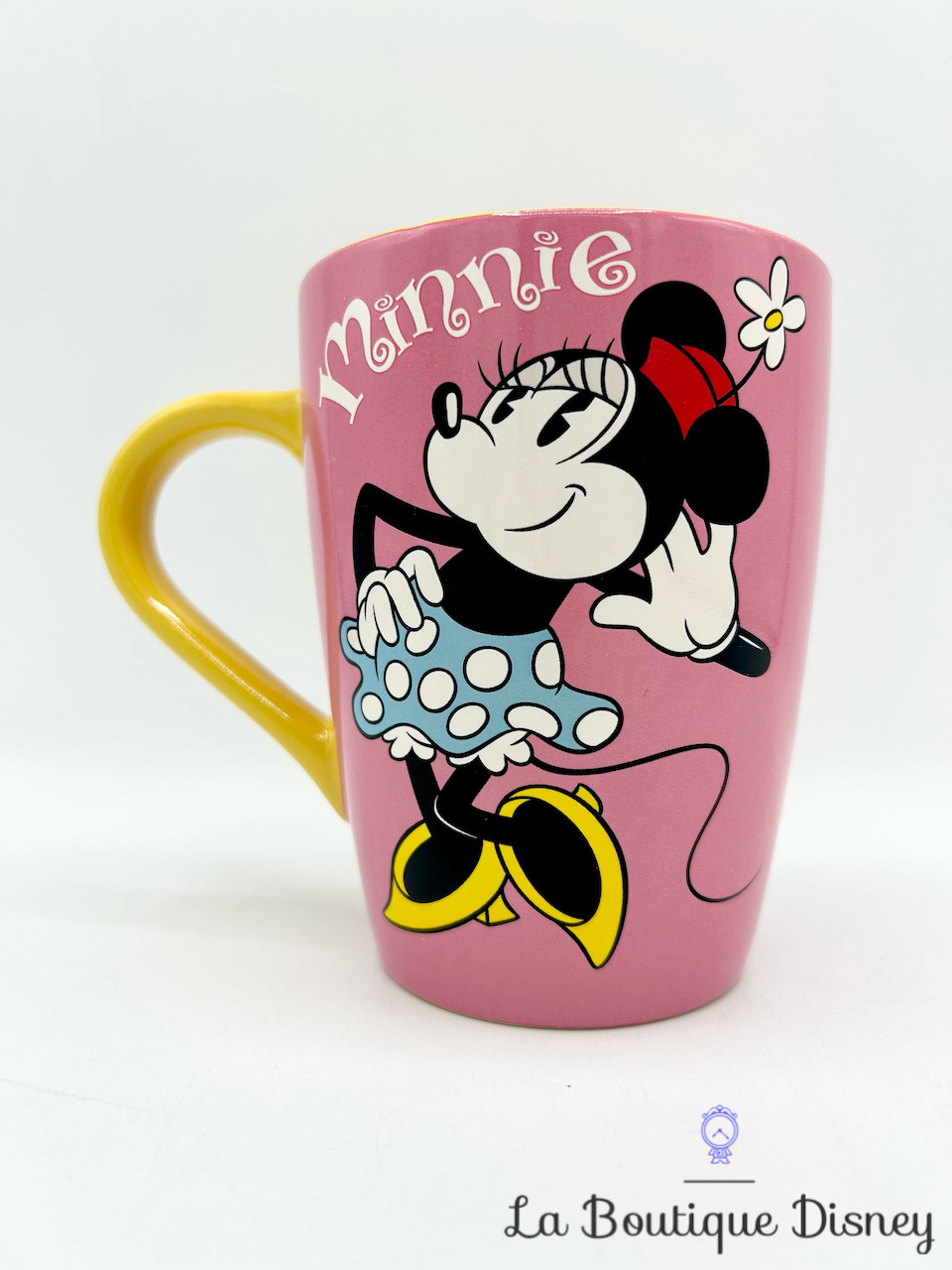 Tasse Minnie Mouse rétro vintage Disney Store 2016 mug rose jaune