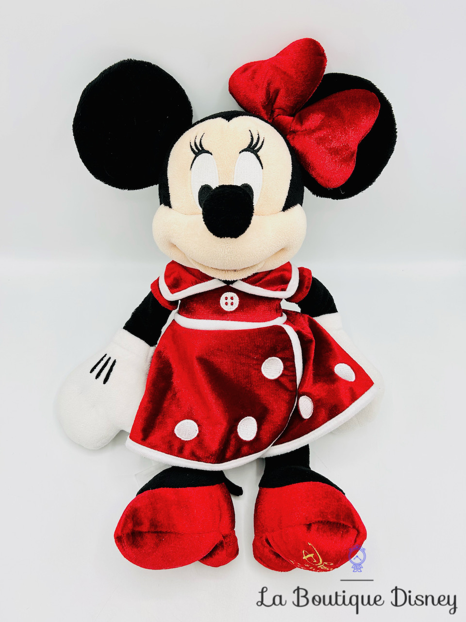 Peluche Minnie Mouse Noël Disney Store 2014 robe rouge 44 cm