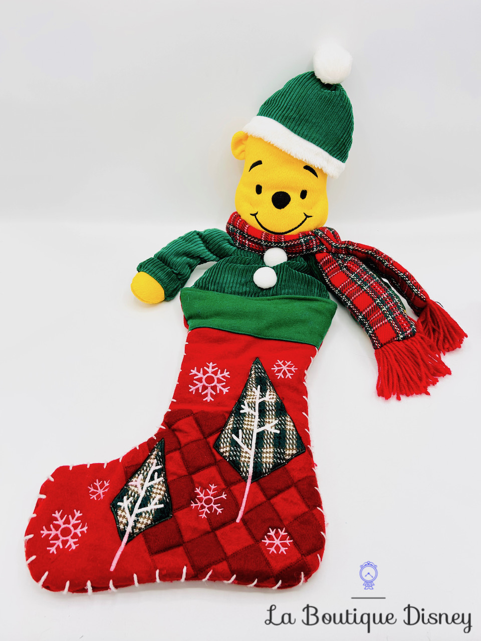 Chaussette de Noël Winnie l\'ourson Disney décoration botte rouge verte 70 cm