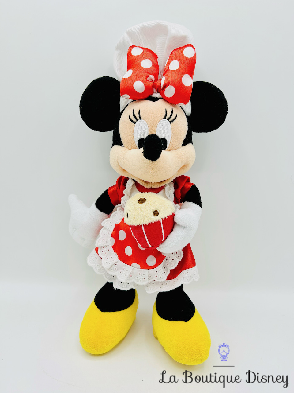 Peluche Minnie Mouse Disney Chef Disneyland Paris 2018 gâteau cupcake 28 cm